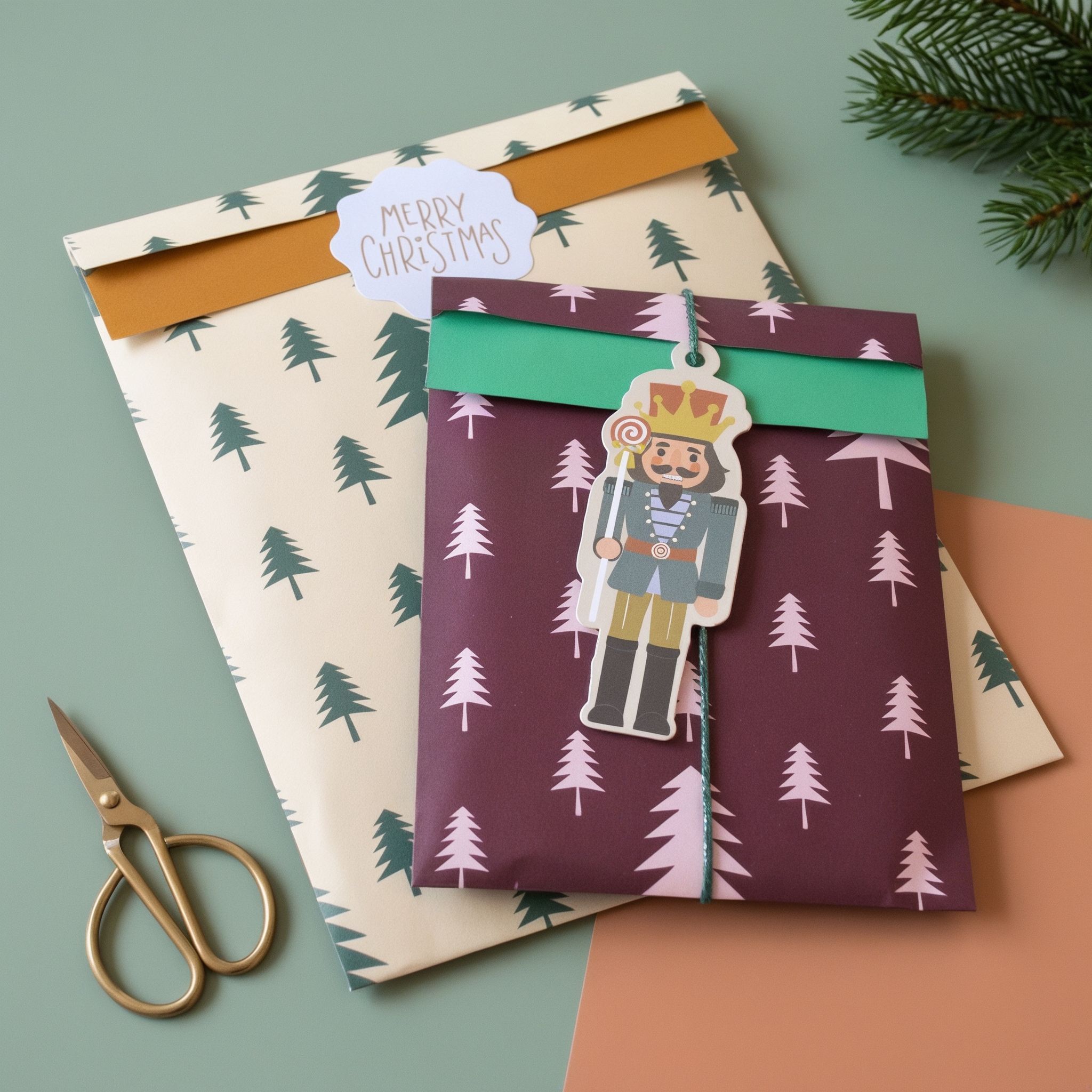 Papiertüten Flachbeutel Weihnachten, Liebevoll verpackt