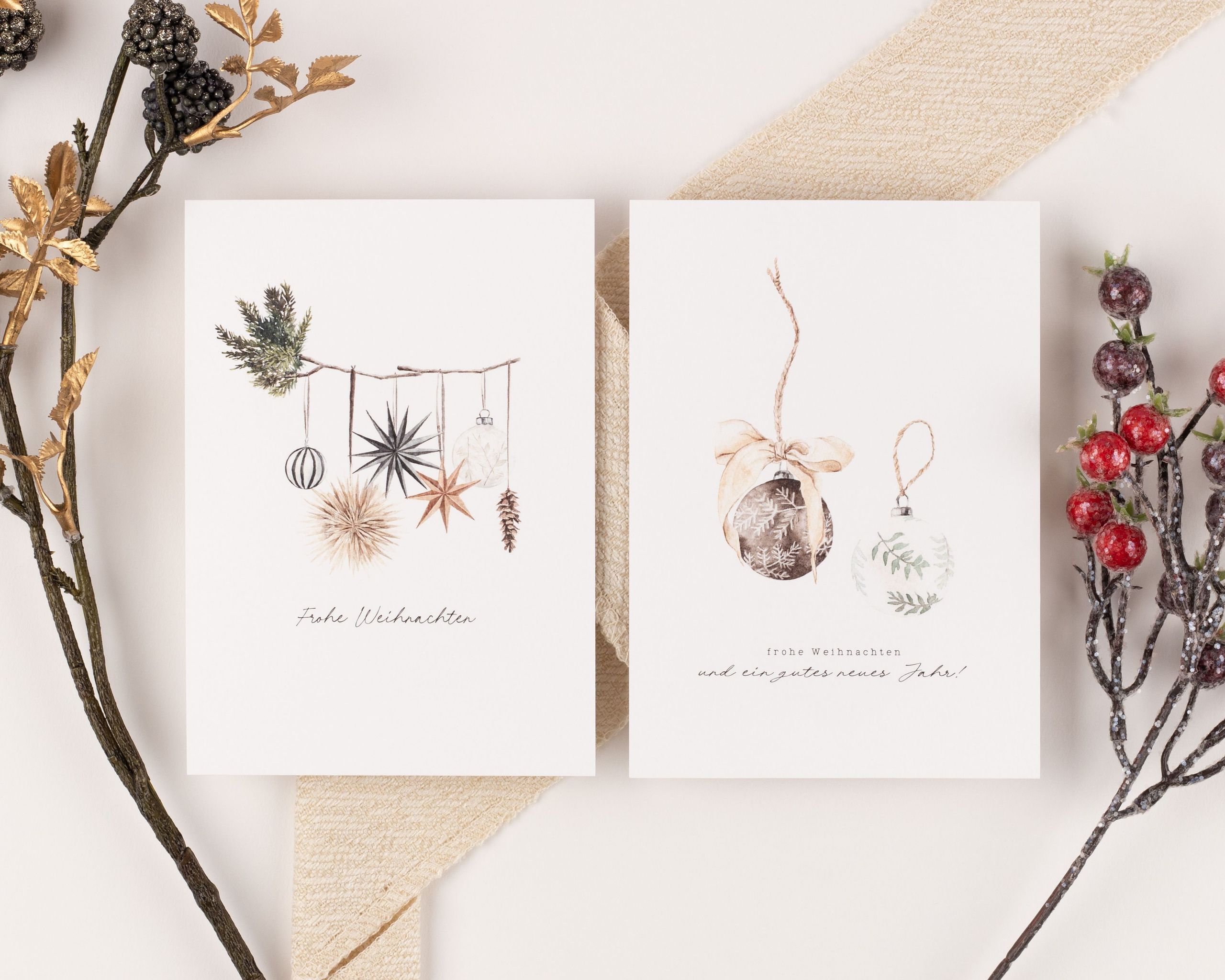Weihnachtskarten - Hygge Aquarell - 10er-Set