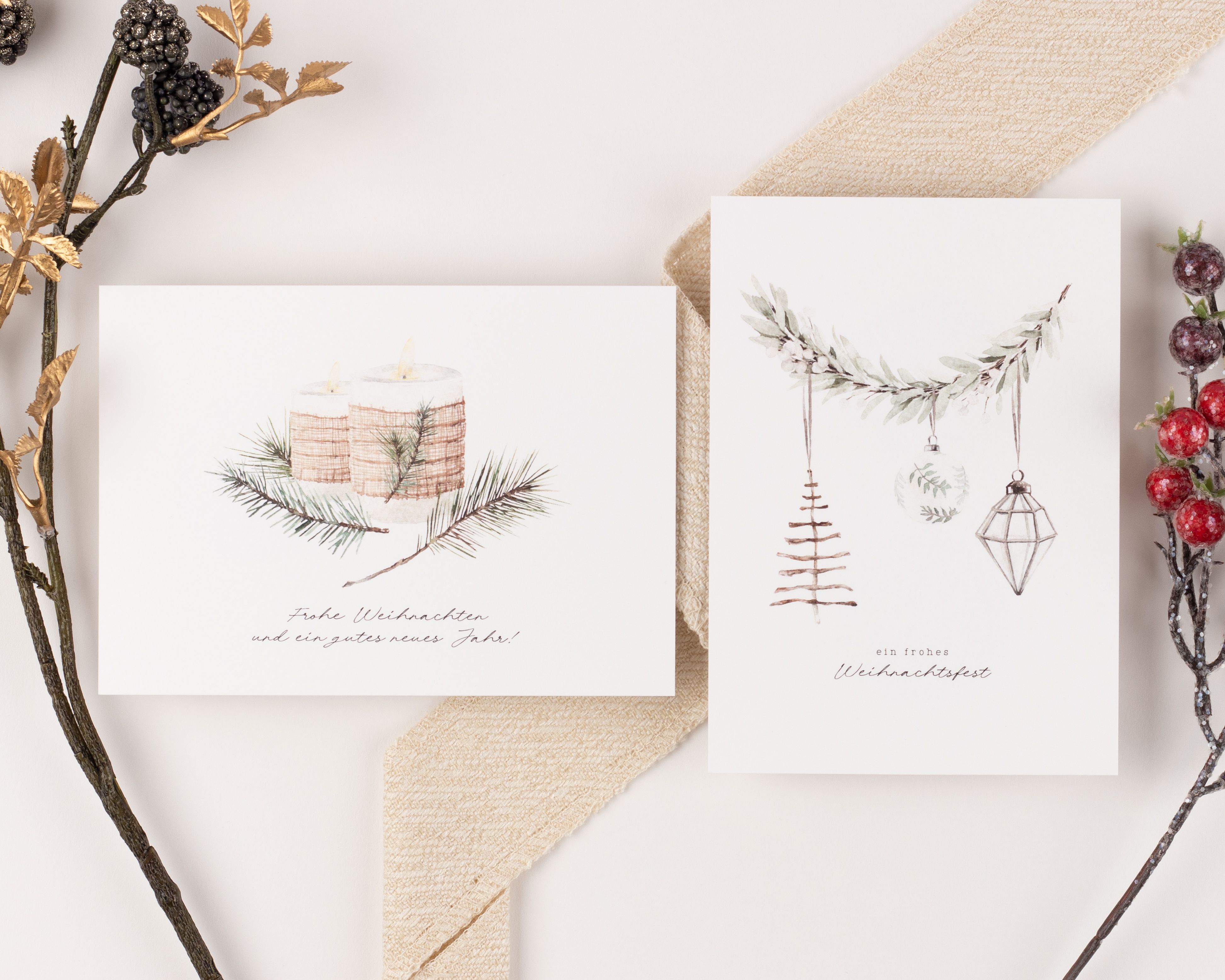 Weihnachtskarten - Hygge Aquarell - 10er-Set