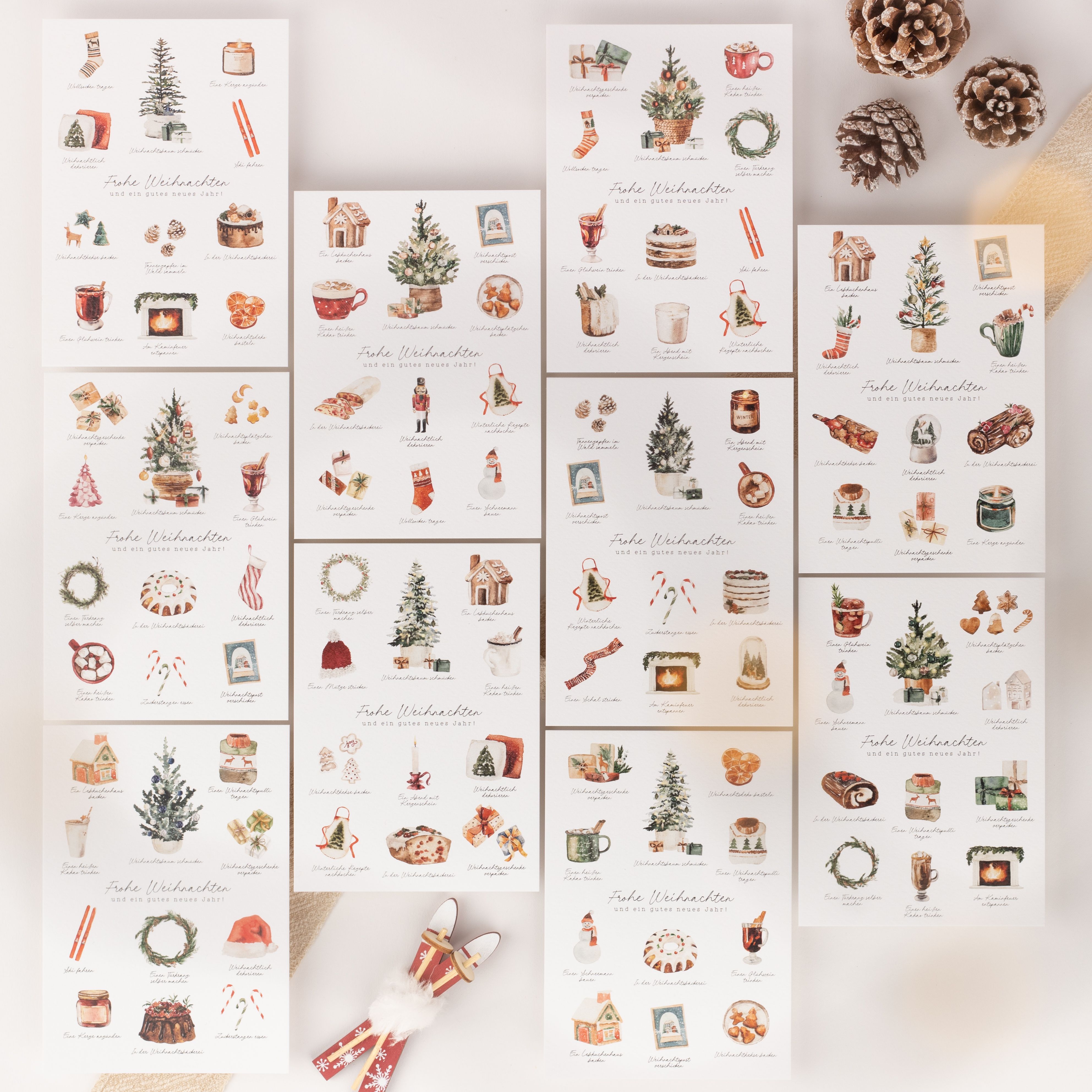 Weihnachtskarten - Weihnachtszeit Aquarell - 10er-Set 