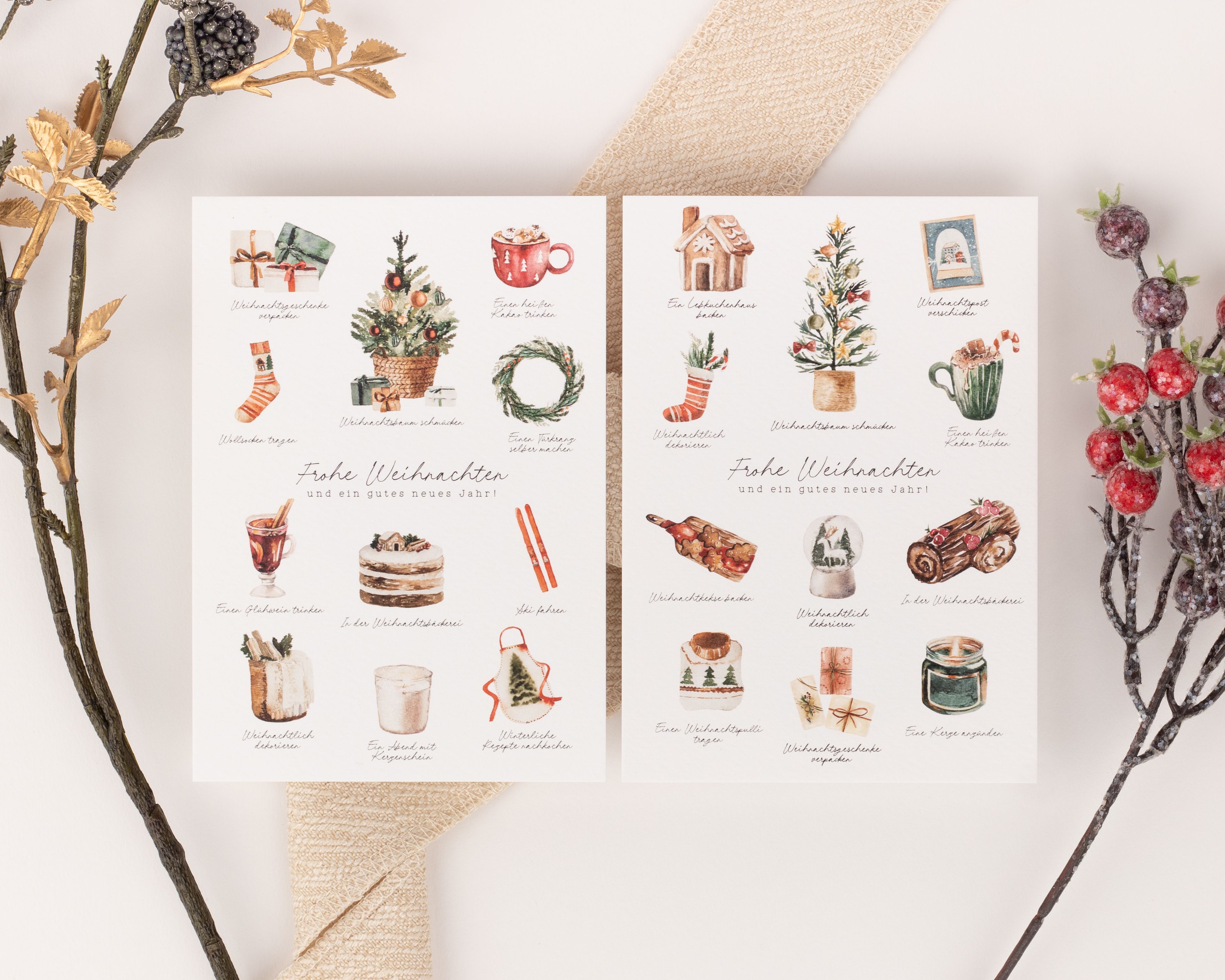 Weihnachtskarten - Weihnachtszeit Aquarell - 10er-Set 